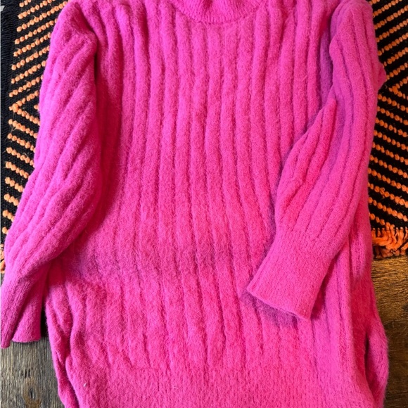 Hippie Rose Womens Ribbed-Knit Eyelash Pullover Sweater, Pink - Picture 2 of 4